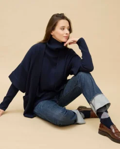 Acanthe Veste kimono 100% cachemire Marine Best Sale