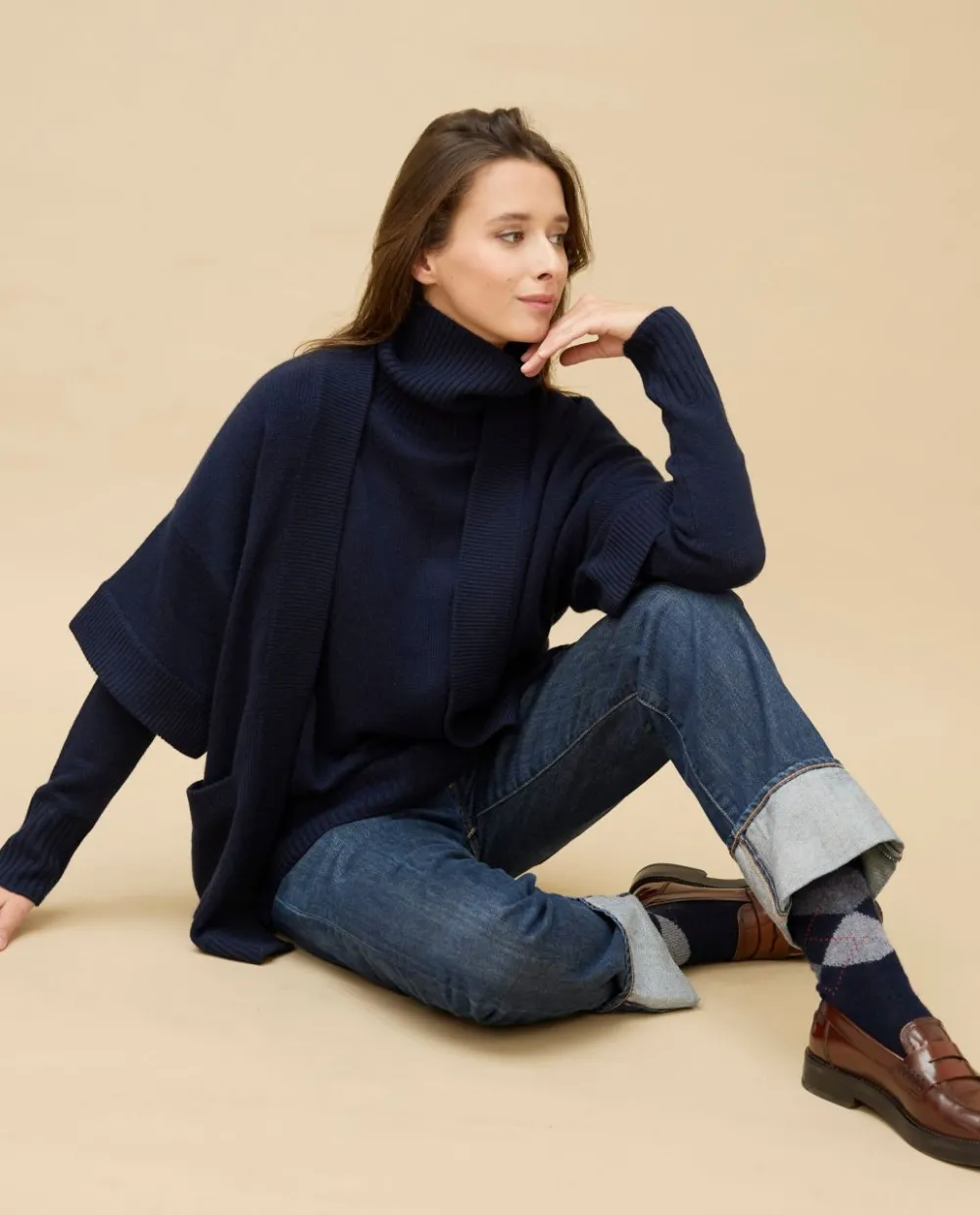 Acanthe Veste kimono 100% cachemire Marine Best Sale